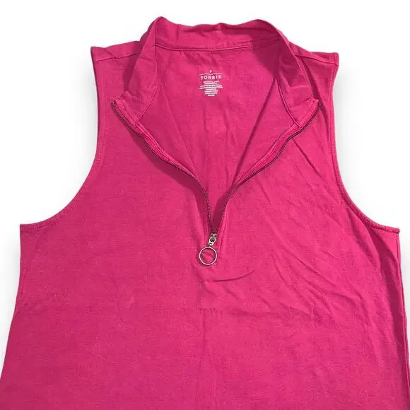 Torrid Womens Tank Top Quarter Zip High Collar Sleeveless Pullover Pink Size 3 - Picture 3 of 5